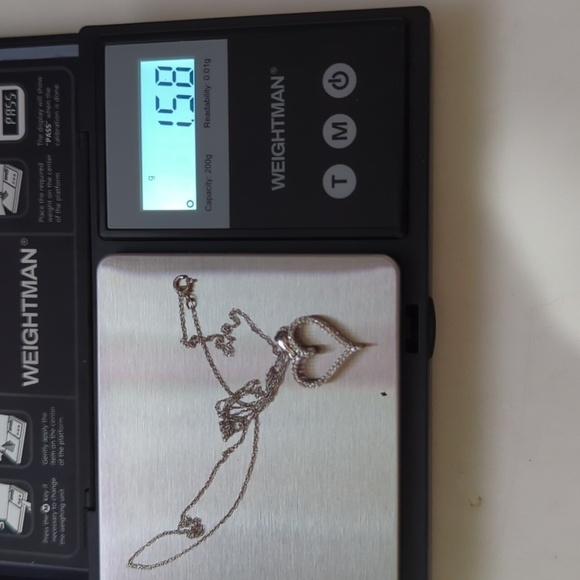 10kt White Gold Diamond Heart Pendant with 10kt White Gold Chain Necklace 1.58g - Picture 11 of 11